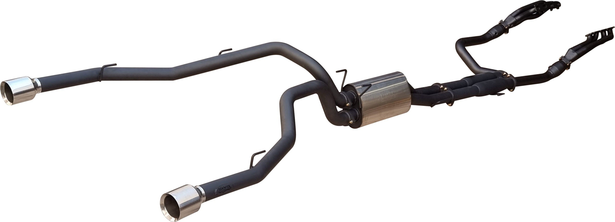 MANTA DT 1500 3in Twin Full Exhaust, Extractors, Cats 5in Chrome Tips