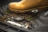 Muddy Husky Liners X-ACT 19+ Dodge Ram 1500 Crew Cab all-weather floor mats in black, designed for durability and protection.