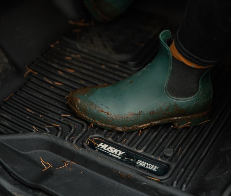 HUSKY LINERS X-ACT floor mats for Dodge Ram 1500 Crew Cab, durable all-weather rubber car interior protection.